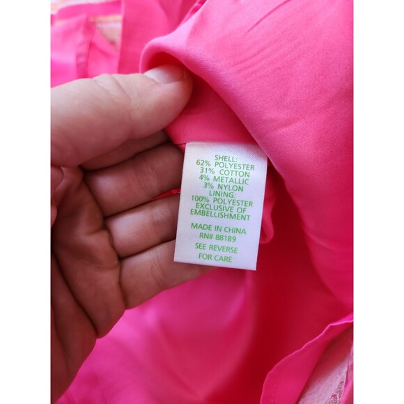 Lilly Pulitzer Sami-Ryan Metallic Striped Strapless Dress Size 0 Bead Hotty Pink - Picture 6 of 12